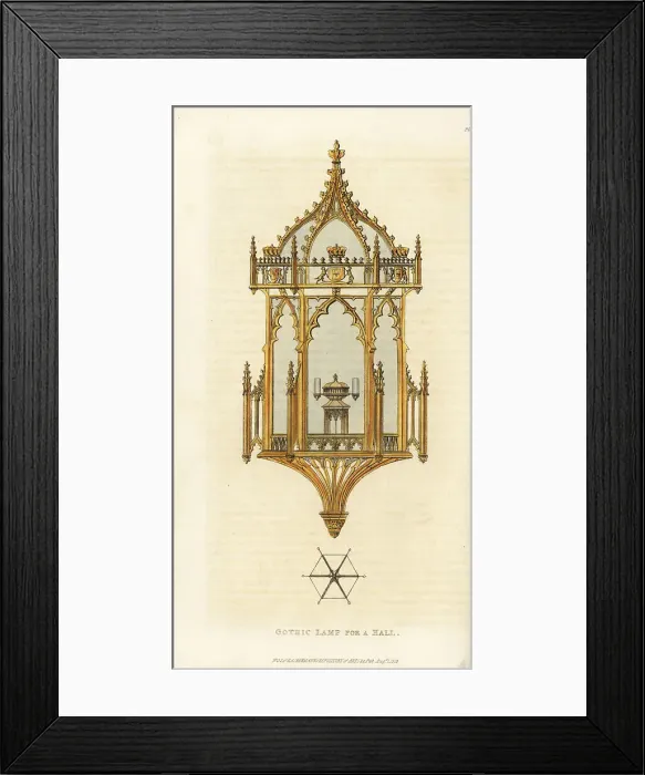 Framed Print : A Gothic lamp for a hall in a nobleman's mansion Framed Print : A Gothic lamp for a hall in a nobleman's mansion