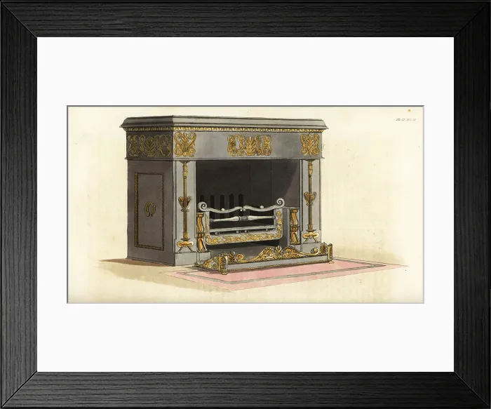 Framed Print : Ornamental air stove and chimney-piece designed by May and Morri Framed Print : Ornamental air stove and chimney-piece designed by May and Morri