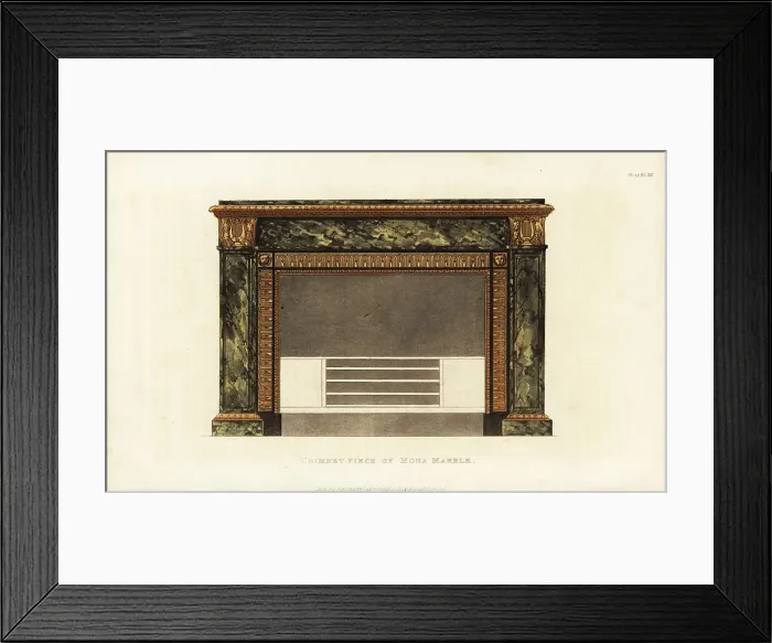 Framed Print : Chimney-piece of Mona marble, Regency era Framed Print : Chimney-piece of Mona marble, Regency era