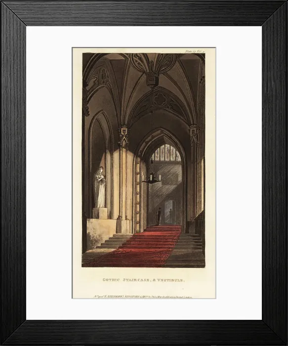 Framed Print : Gothic staircase and vestibule Framed Print : Gothic staircase and vestibule