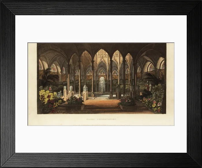 Framed Print : Gothic conservatory, Regency era Framed Print : Gothic conservatory, Regency era