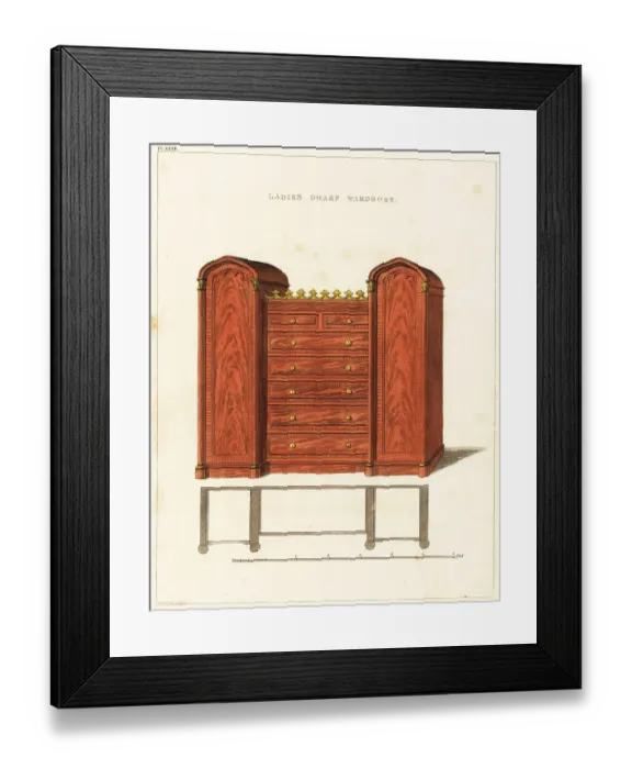 Framed Print : Ladies dwarf wardrobe, Regency style Framed Print : Ladies dwarf wardrobe, Regency style