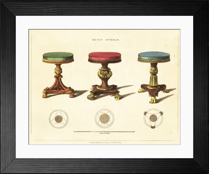 Framed Print : Music stools, Regency style Framed Print : Music stools, Regency style