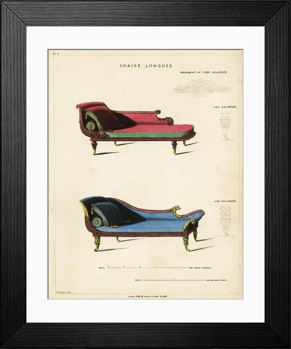 Framed Print : Chaises longues, Regency style Framed Print : Chaises longues, Regency style