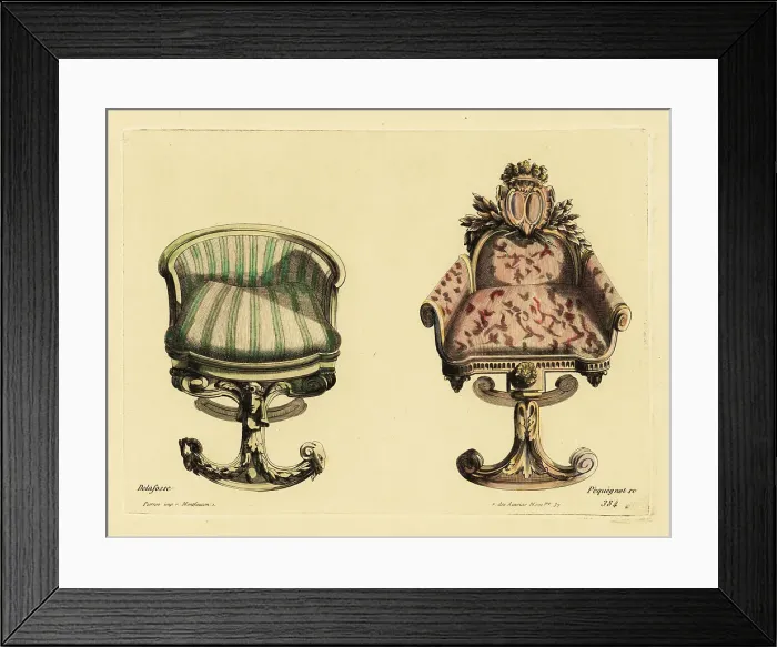 Framed Print : Drawing room armchairs in carved wood and rich fabrics in the Lo Framed Print : Drawing room armchairs in carved wood and rich fabrics in the Lo