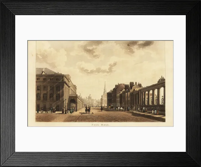 Framed Print : View of Pall Mall at Waterloo Place, London, 1822 Framed Print : View of Pall Mall at Waterloo Place, London, 1822