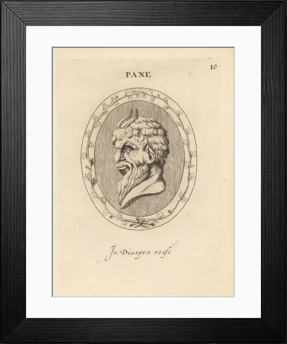 Framed Print : Bust of horned Pan, Greek god of the wild Framed Print : Bust of horned Pan, Greek god of the wild