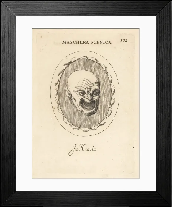 Framed Print : Theatrical comic mask with mouth aperture Framed Print : Theatrical comic mask with mouth aperture