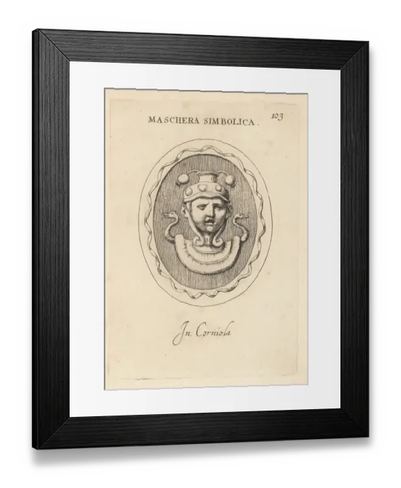 Framed Print : Mask symbolizing sleep with opium poppies and swans