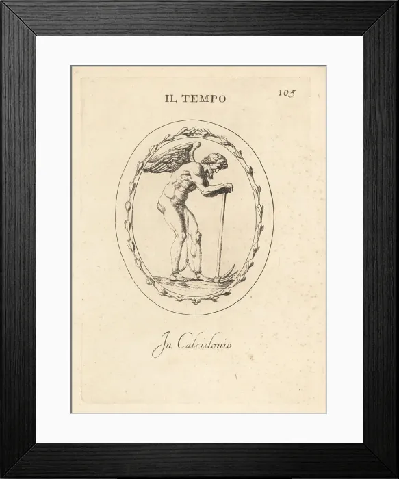 Framed Print : Figure of Father Time, bearded old man with wings Framed Print : Figure of Father Time, bearded old man with wings