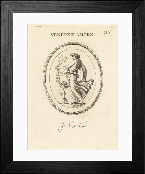 Framed Print : Venus holding poppy flowers with Cupid Framed Print : Venus holding poppy flowers with Cupid