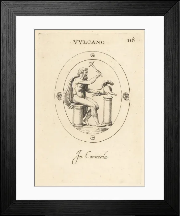 Framed Print : Roman god Vulcan creating a helmet Framed Print : Roman god Vulcan creating a helmet