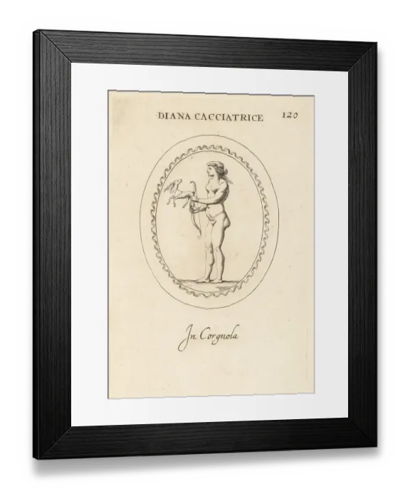 Framed Print : Roman goddess Diana with bow and deer Framed Print : Roman goddess Diana with bow and deer