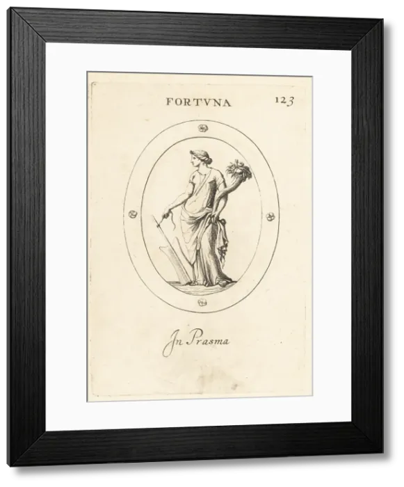 Framed Print : Roman goddess Fortuna with horn and rudder