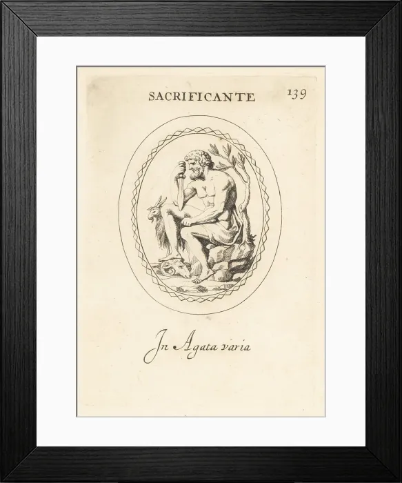 Framed Print : Rustic man with knife making a sacrifice to rural gods Framed Print : Rustic man with knife making a sacrifice to rural gods