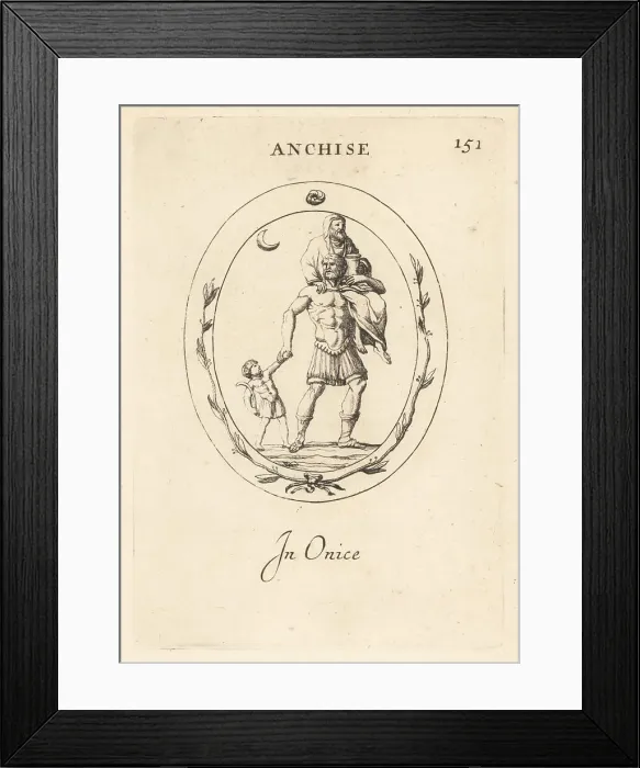 Framed Print : Aeneas carrying his father Anchises out of Troy Framed Print : Aeneas carrying his father Anchises out of Troy