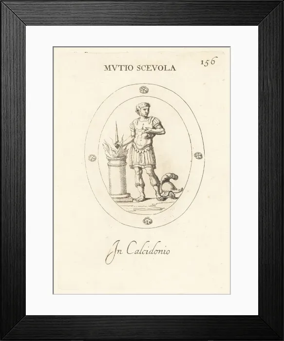 Framed Print : Roman youth Gaius Mucius Scaevola putting his hand in the flame Framed Print : Roman youth Gaius Mucius Scaevola putting his hand in the flame