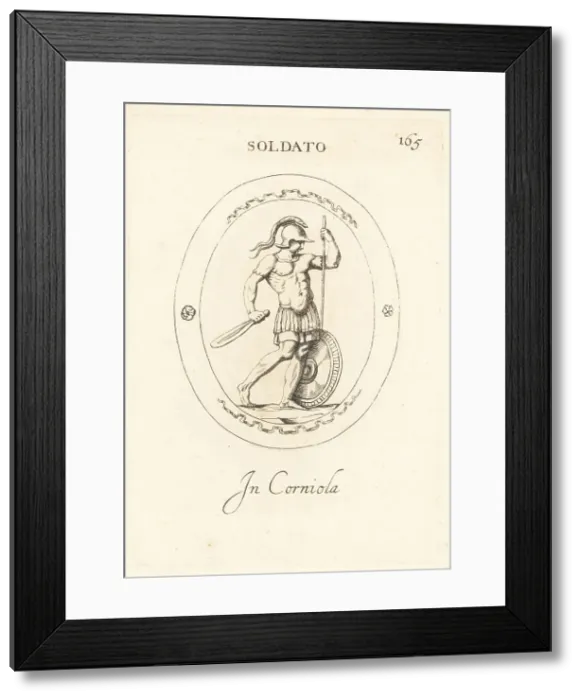 Framed Print : Roman soldier in serpent-crested helmet Framed Print : Roman soldier in serpent-crested helmet