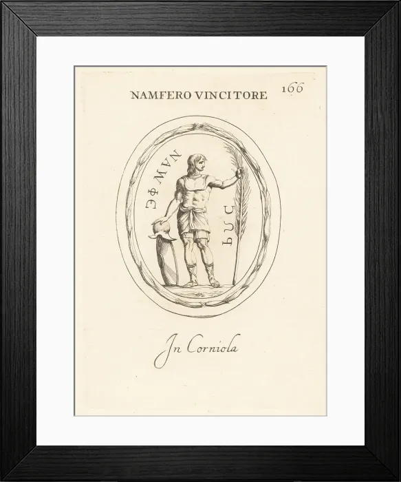 Framed Print : Roman Murmillo gladiator with victory palm Framed Print : Roman Murmillo gladiator with victory palm