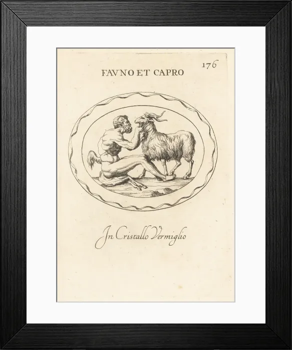 Framed Print : A bearded Faunus holding the beard of a goat Framed Print : A bearded Faunus holding the beard of a goat