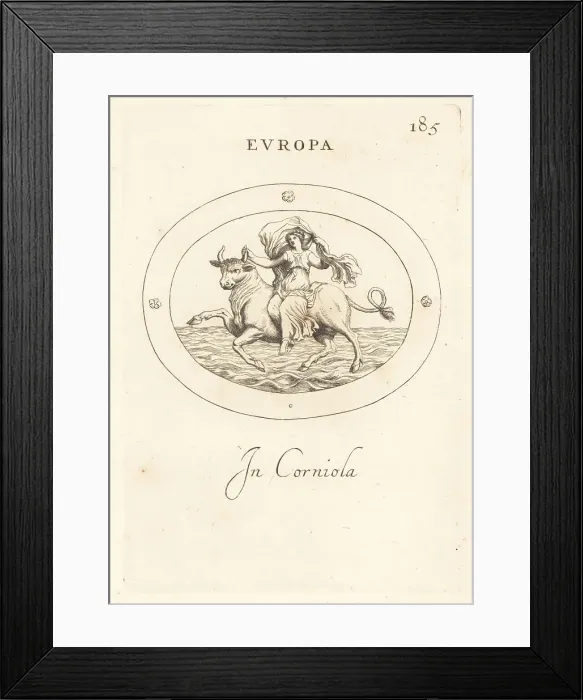 Framed Print : Figure of Europa riding a bull over the sea Framed Print : Figure of Europa riding a bull over the sea