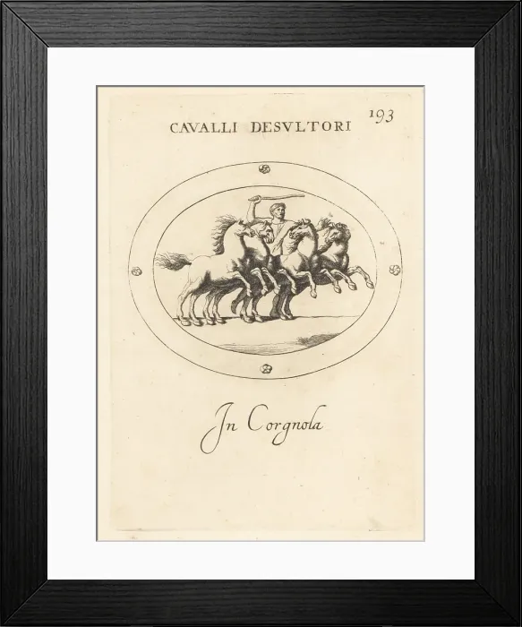 Framed Print : Roman acrobat or desultor with four galloping horses Framed Print : Roman acrobat or desultor with four galloping horses