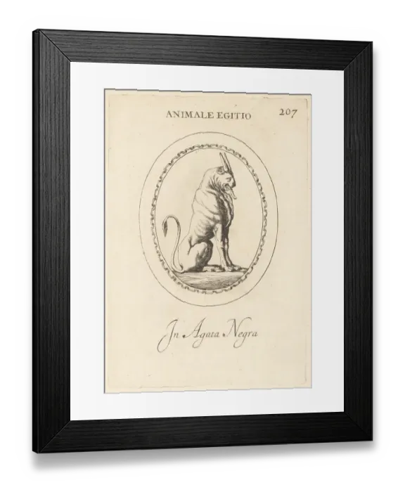 Framed Print : Egyptian chimera in black agate Framed Print : Egyptian chimera in black agate