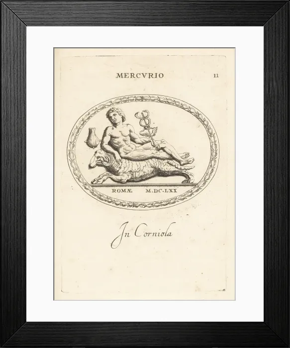 Framed Print : Mercury with his caduceus riding a ram Framed Print : Mercury with his caduceus riding a ram