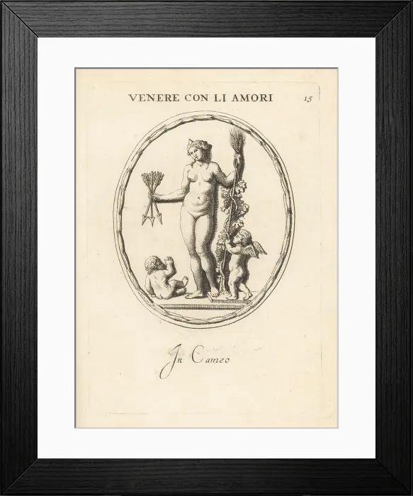 Framed Print : Venus and Cupids with darts, wheat and grapes Framed Print : Venus and Cupids with darts, wheat and grapes