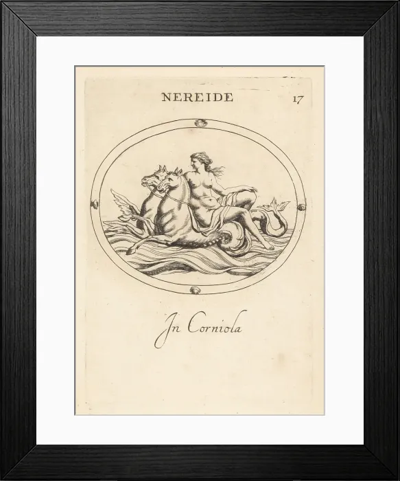 Framed Print : Nereid riding hippocamps in the ocean Framed Print : Nereid riding hippocamps in the ocean