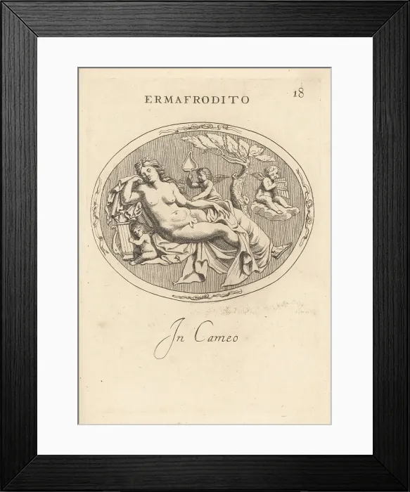 Framed Print : Hermaphrodite reclining like Venus with Cupids Framed Print : Hermaphrodite reclining like Venus with Cupids