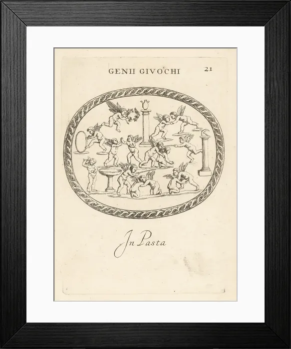 Framed Print : Winged Cupids playing games and sports Framed Print : Winged Cupids playing games and sports