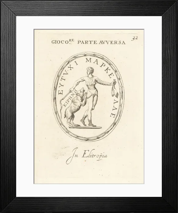 Framed Print : Roman juggler or entertainer with performing bear Framed Print : Roman juggler or entertainer with performing bear
