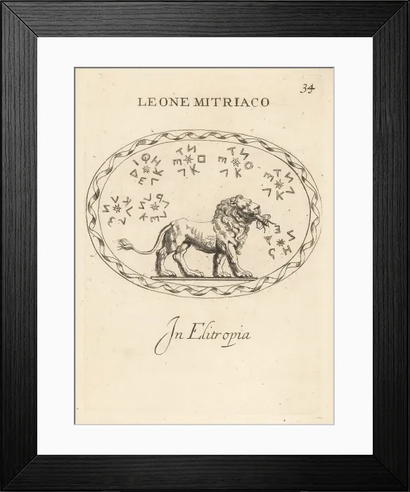 Framed Print : Lion of Mithras with a bee in its mouth