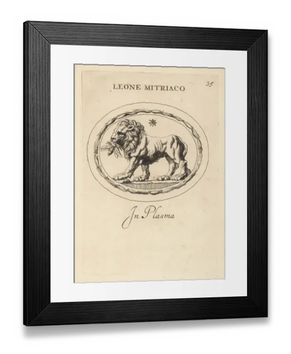 Framed Print : Lion of Mithras with a bee in its mouth Framed Print : Lion of Mithras with a bee in its mouth