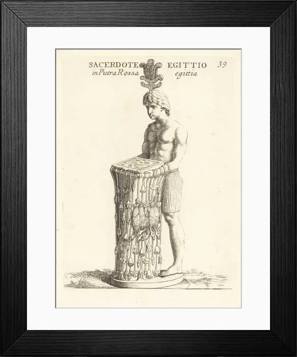 Framed Print : Figure of an Egyptian priest in Egyptian red stone Framed Print : Figure of an Egyptian priest in Egyptian red stone