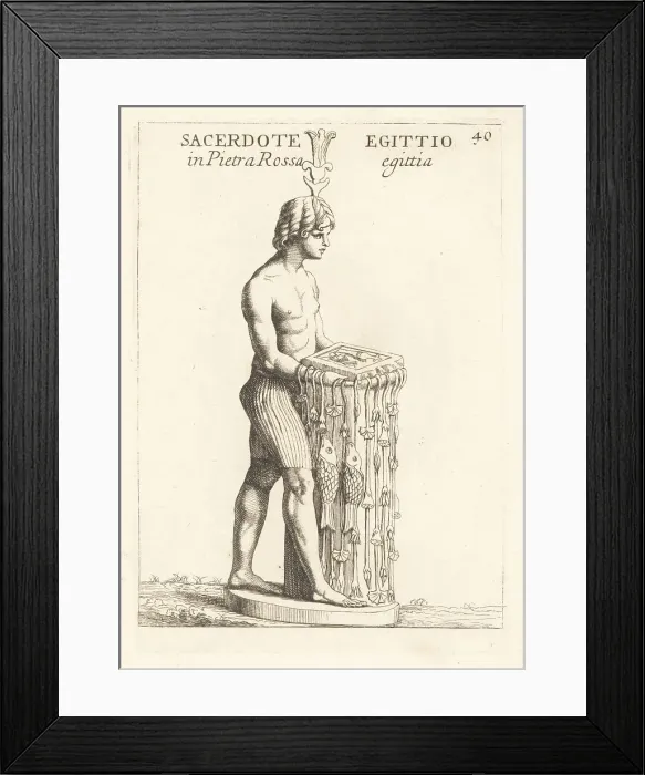 Framed Print : Figure of an Egyptian priest in Egyptian red stone Framed Print : Figure of an Egyptian priest in Egyptian red stone