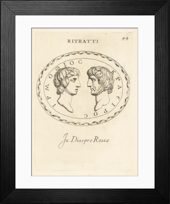 Framed Print : Dual portrait of Ermosio and Crairo facing each other Framed Print : Dual portrait of Ermosio and Crairo facing each other