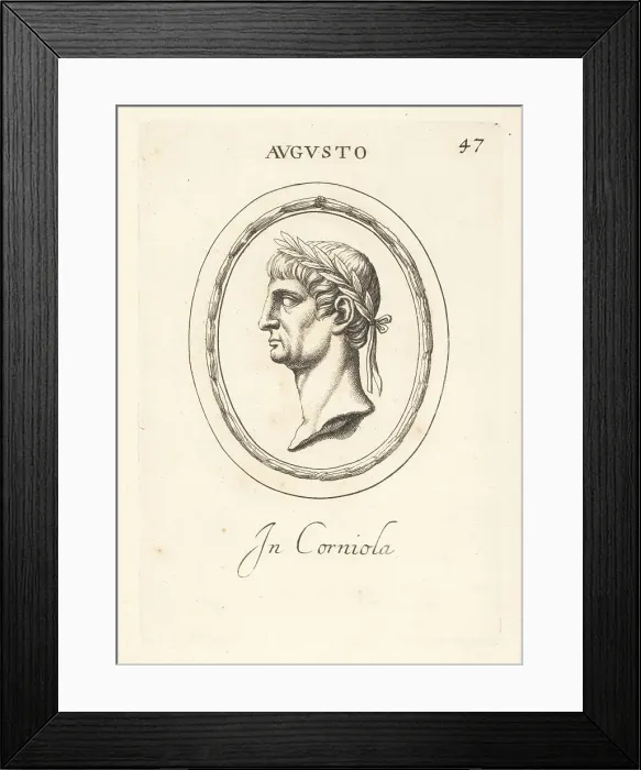Framed Print : Bust profile of Augustus in carnelian Framed Print : Bust profile of Augustus in carnelian