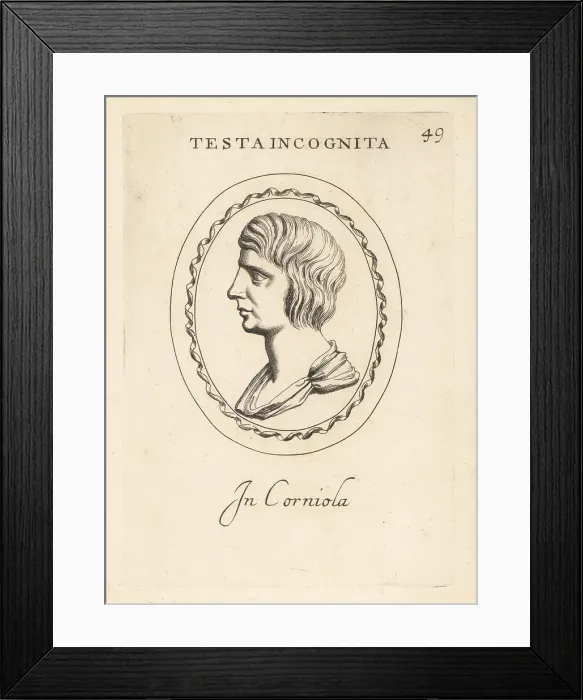 Framed Print : Bust profile of an unknown sitter in carnelian Framed Print : Bust profile of an unknown sitter in carnelian