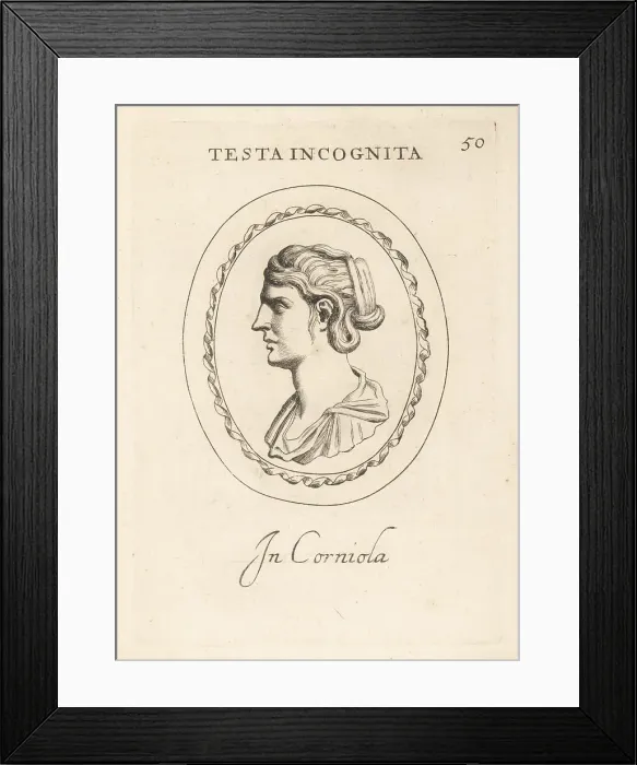 Framed Print : Bust profile of an unknown woman in carnelian