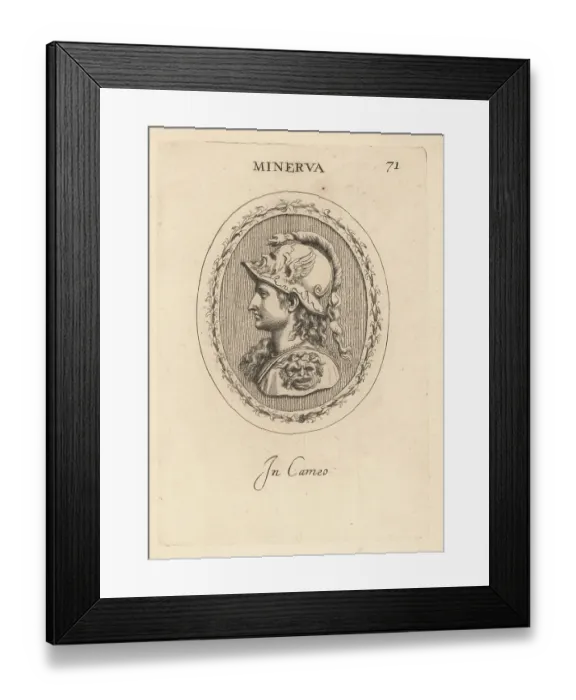 Framed Print : Bust of the goddess Minerva in winged helmet Framed Print : Bust of the goddess Minerva in winged helmet