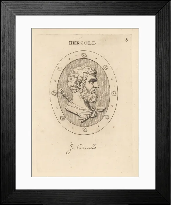 Framed Print : Bust of bearded Hercules with club and cup Framed Print : Bust of bearded Hercules with club and cup