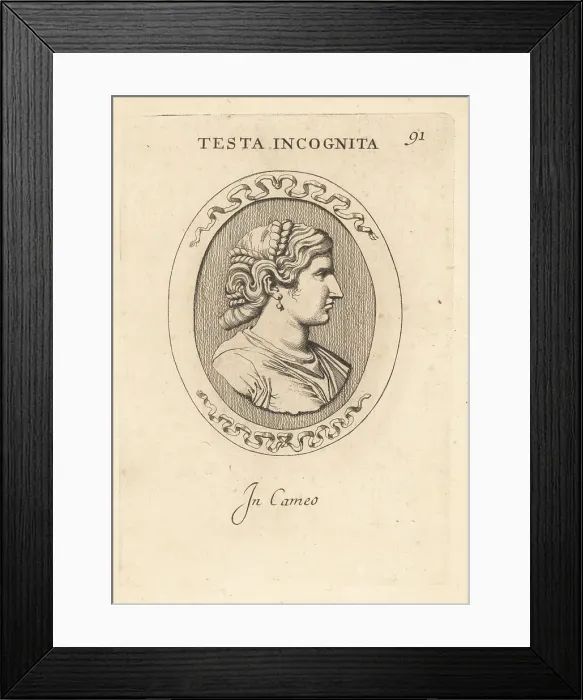 Framed Print : Bust of unknown woman in carnelian cameo Framed Print : Bust of unknown woman in carnelian cameo