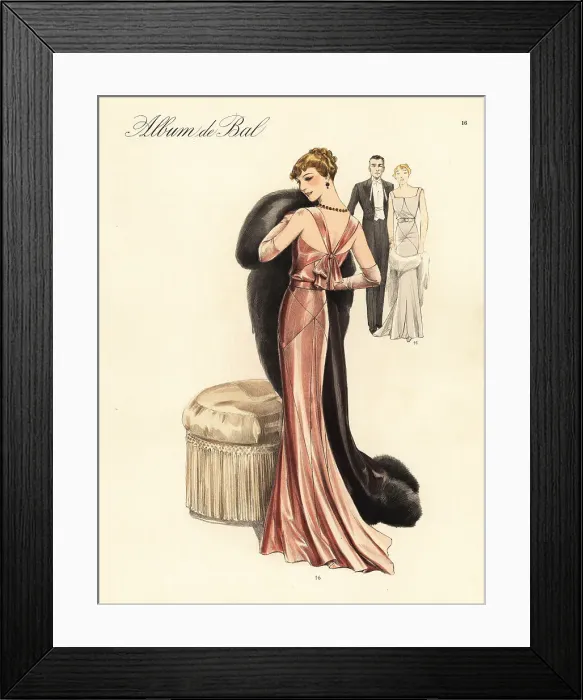 Framed Print : Evening dress of velours chiffon, 1935 Framed Print : Evening dress of velours chiffon, 1935