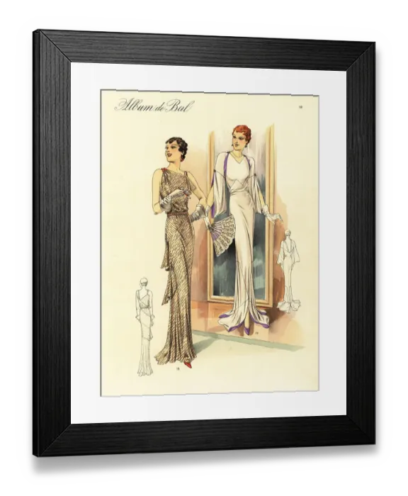 Framed Print : Evening robes in silk and satin cuit, 1935 Framed Print : Evening robes in silk and satin cuit, 1935
