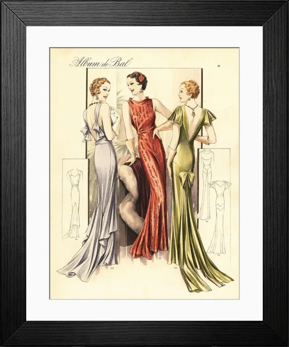 Framed Print : Glamorous evening dresses, 1935 Framed Print : Glamorous evening dresses, 1935