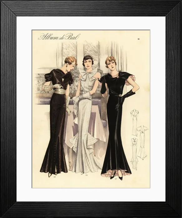 Framed Print : Glamorous evening dresses, 1935 Framed Print : Glamorous evening dresses, 1935