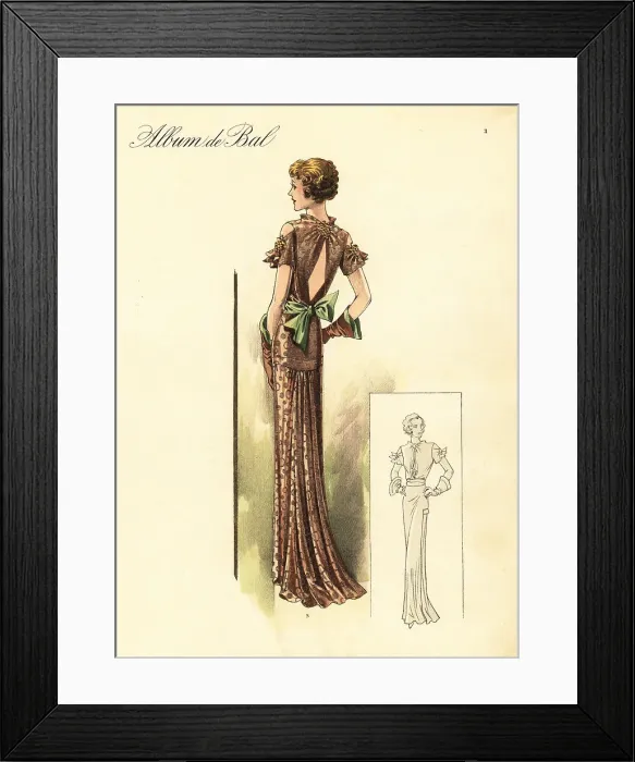Framed Print : Evening dress of brocaded taffetas, 1935 Framed Print : Evening dress of brocaded taffetas, 1935