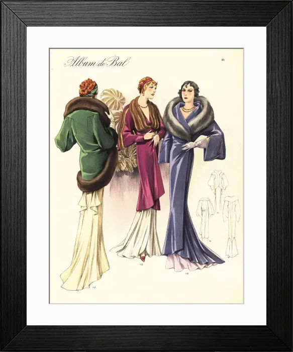 Framed Print : Glamorous evening outfits, 1935